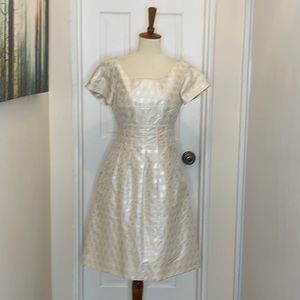 Lela Rose polka dot metallic shimmer dress